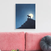Moonlit Horse Cliff Silhouette Art Canvas Afdruk (Insitu (Woonkamer))