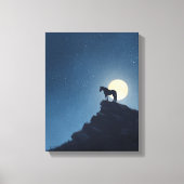 Moonlit Horse Cliff Silhouette Art Canvas Afdruk (Voorkant)