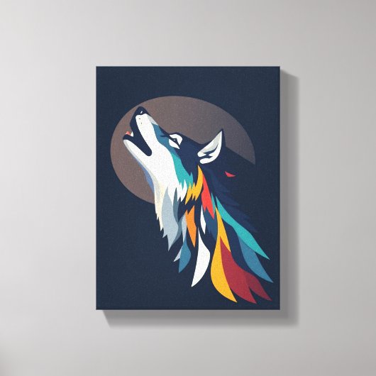Moonlit Howling Wolf Canvas Afdruk (Voorkant)