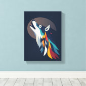 Moonlit Howling Wolf Canvas Afdruk (Insitu (Houten vloer))