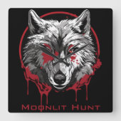 Moonlit Hunt Vierkante Klok (Voorkant)