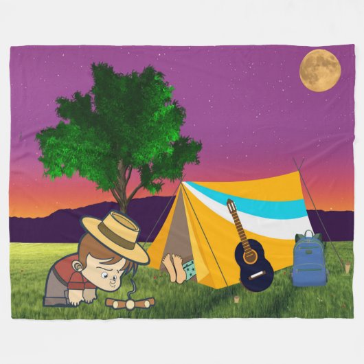 Moonlit kampvuur dromen fleece deken (Voorkant (Horizontaal))
