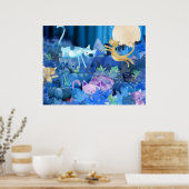 Moonlit katten - poster print (Keuken)