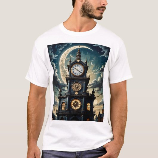 Moonlit klokkentoren T-shirt  Magic Sky (Voorkant)