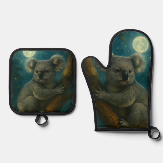 Moonlit Koala Perch Ovenwant & Pannenlap Set (Voorkant)