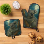 Moonlit Koala Perch Ovenwant & Pannenlap Set (Top down)