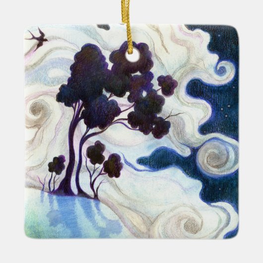 Moonlit konijnen/One Bright Night Keramisch Ornament (Voorkant)