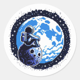 Moonlit Kosmische Reflectie Ronde Sticker