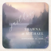 Moonlit Lake Forest Woodland Fantasy Bruiloft Kartonnen Onderzetters (Voorkant)