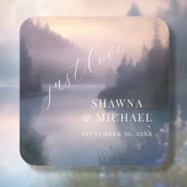 Moonlit Lake Forest Woodland Fantasy Bruiloft Kartonnen Onderzetters