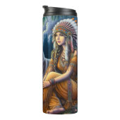 Moonlit Lakeside Vigil, Wolf Companion. Thermosbeker (Geroteerd rechts)