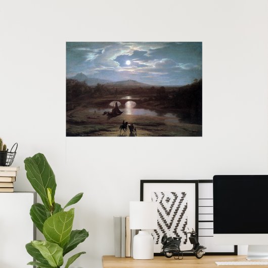 Moonlit Landschap Poster (Thuiskantoor)