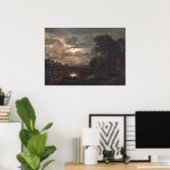 Moonlit Landschap - van der Neer Fine Art Poster (Thuiskantoor)
