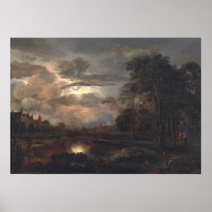 Moonlit Landschap - van der Neer Fine Art Poster