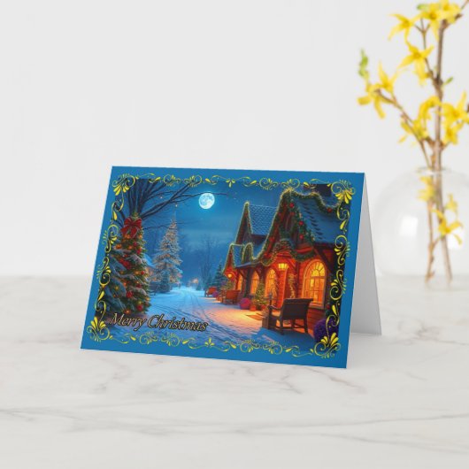 Moonlit Lane Christmas Kaart (Gele Bloem)