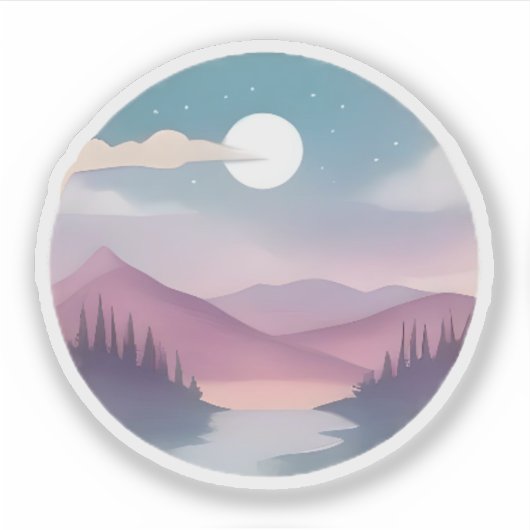 Moonlit Lavender Hills Sticker (Voorkant)