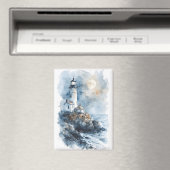 Moonlit Lighthouse aan de Rocky Coastline Magneet (Insitu (Vaatwasser))