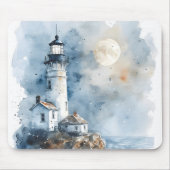 Moonlit Lighthouse aan de Rocky Coastline Muismat (Voorkant)