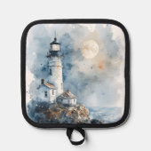 Moonlit Lighthouse aan de Rocky Coastline Pannenlap (Voorkant)