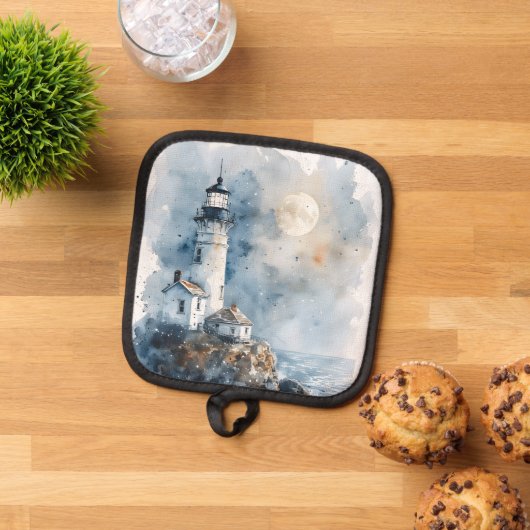 Moonlit Lighthouse aan de Rocky Coastline Pannenlap (Top down)