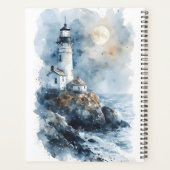 Moonlit Lighthouse aan de Rocky Coastline Planner (Achterkant)