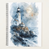 Moonlit Lighthouse aan de Rocky Coastline Planner (Voorkant)
