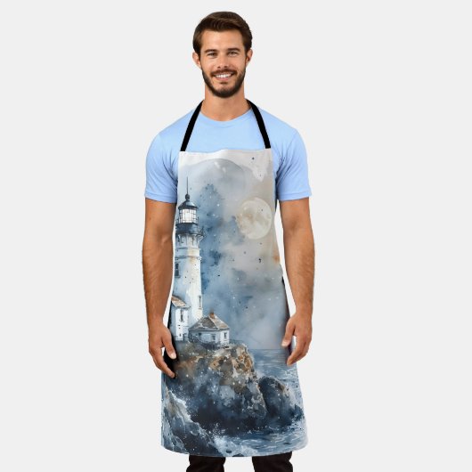 Moonlit Lighthouse aan de Rocky Coastline Schort (Gedragen)