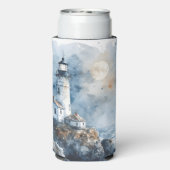 Moonlit Lighthouse aan de Rocky Coastline Seltzer Blikjeskoeler (Seltzer Achterkant)