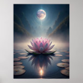 Moonlit Lotus Garden – Tranquil Lunar Reflection Poster (Voorkant)