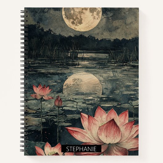Moonlit Lotusmeer (4) Notitieboek (Voorkant)