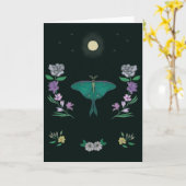 Moonlit Luna Moth Garden 5x7 Greeting Card Kaart (Gele Bloem)