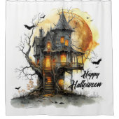 Moonlit Manor - Halloween Groeten in de schaduw Douchegordijn (Voorkant)