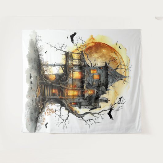 Moonlit Manor Halloween Wandkleed (Voorkant (horizontaal))