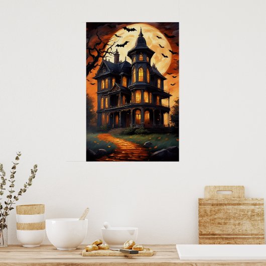 Moonlit Manor, Spooky Vibes Poster (Keuken)