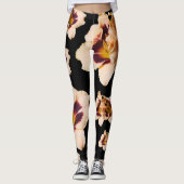 Moonlit Masquerade Cream Paars Gold Daylilies Leggings (Voorkant)