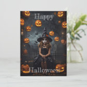 Moonlit Masquerade: Een betoverende Halloween-affa Kaart (Staand voorkant)