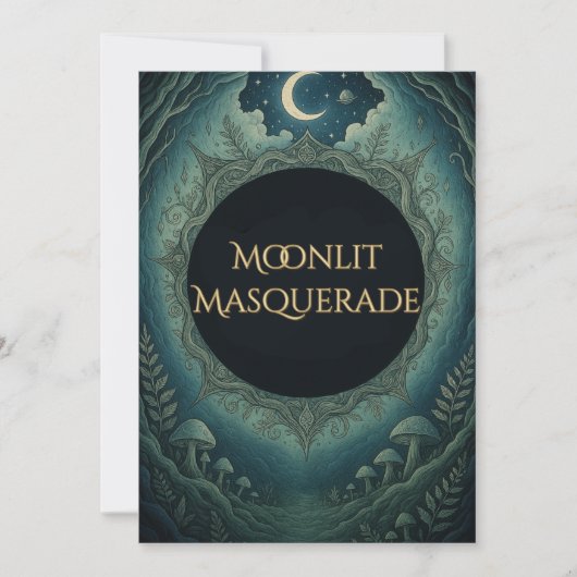 Moonlit Masquerade Elegant Halloween Invitation Kaart (Voorkant)