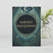 Moonlit Masquerade Elegant Halloween Invitation Kaart (Staand voorkant)