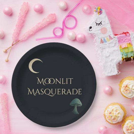 Moonlit Masquerade Elegant Halloween Papieren Bordje (Feest)