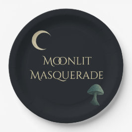 Moonlit Masquerade Elegant Halloween Papieren Bordje
