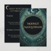 Moonlit Masquerade Elegant Halloween RSVP (Voorkant / Achterkant)