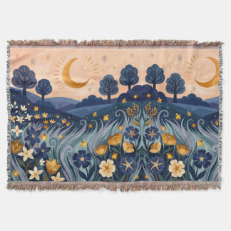 Moonlit Meadow Amber-Blue Blanket Deken