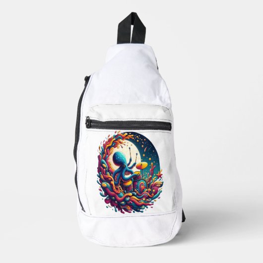 Moonlit Melodies Octopus Drummer Sling Bag (Voorkant)