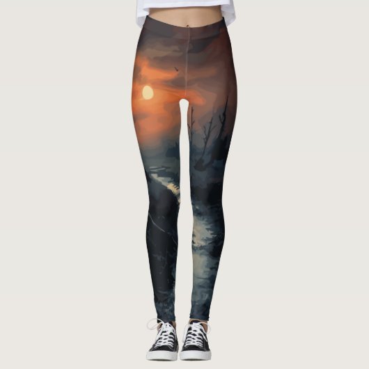Moonlit Menace: Het spookachtige Zwarte Woud in de Leggings (Voorkant)
