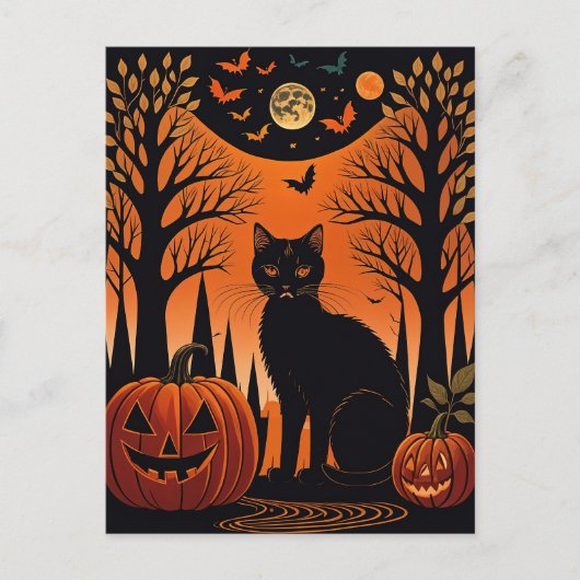 Moonlit Meow Briefkaart (Voorkant)