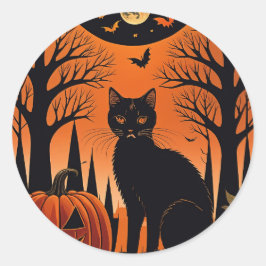 Moonlit Meow Ronde Sticker