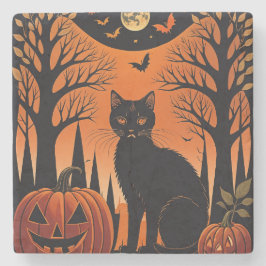 Moonlit Meow Stenen Onderzetter