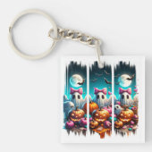 Moonlit Mischief - Ghosts in Pink Bows Sleutelhanger (Voorkant)