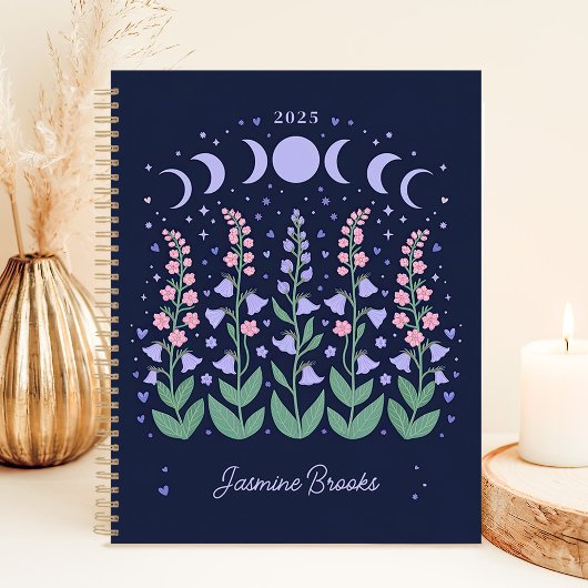 Moonlit Moon Phase Garden 2025 Aangepaste naam Planner