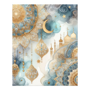 Moonlit Moskee Sereniteit voor Ramadan Foto Afdruk